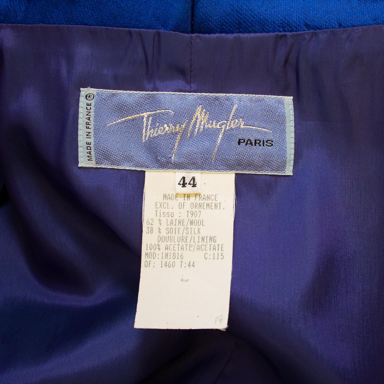 Women's 1990s Thierry Mugler Metallic Blue Skirt Suit