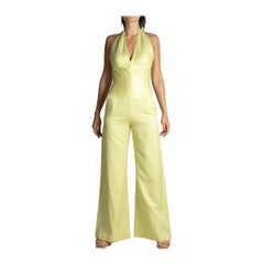 1990S THIERRY MUGLER Mono de seda metalizada verde menta