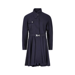 1990s Thierry Mugler Navy Wool Coat with Belt