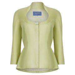 Retro 1990s Thierry Mugler Neon Green Fitted Jacket