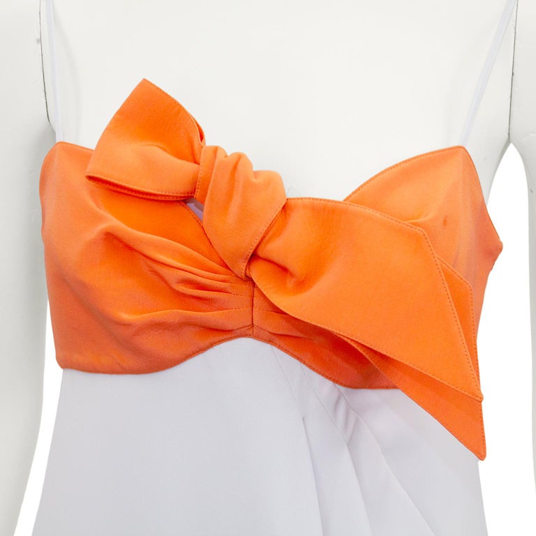 1990s Thierry Mugler Orange and White Empire Waist Cocktail Dress For Sale  at 1stDibs | vintage thierry mugler dress, white empire waist dress, mugler  orange dress