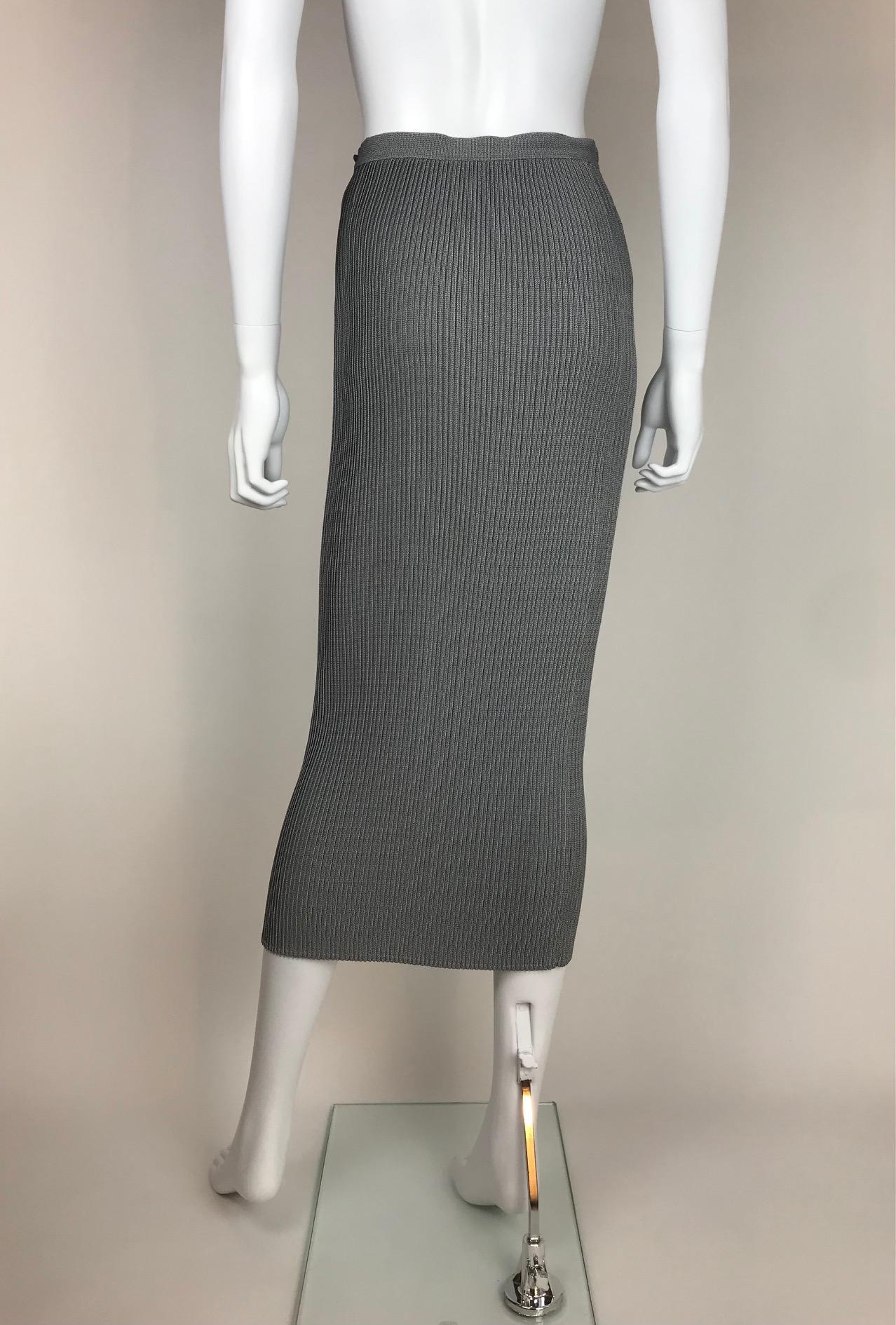 Gray 1990's Thierry Mugler Plissée Skirt Small