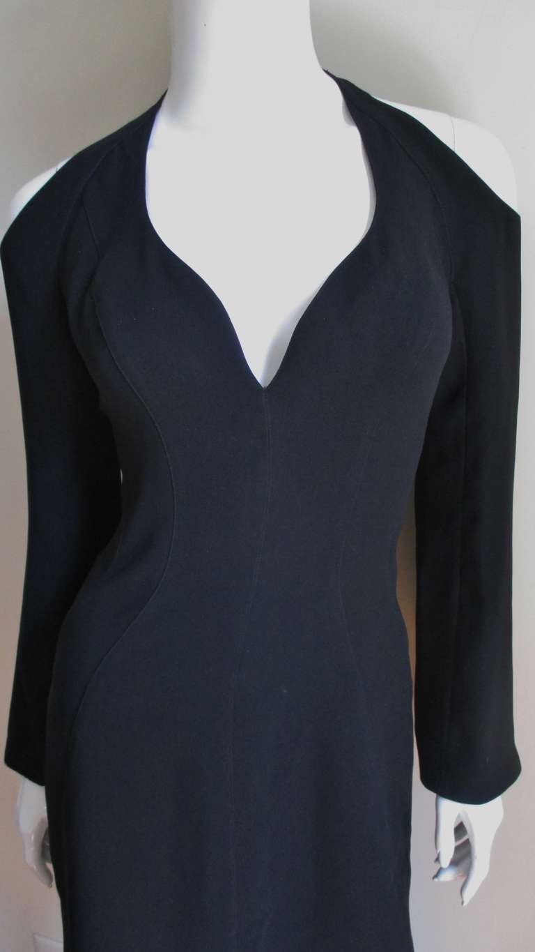 Black Thierry Mugler Couture Cold Shoulder Dress For Sale