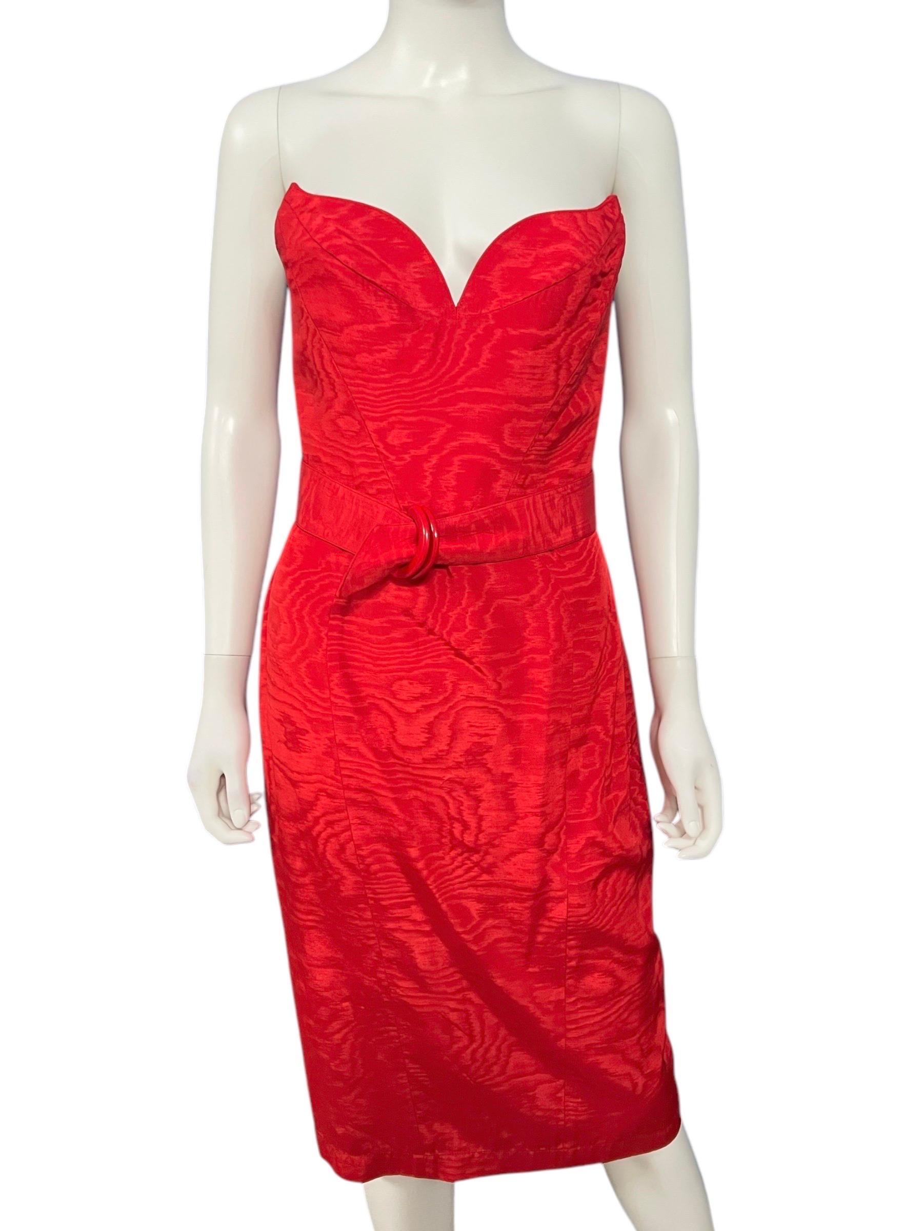 1990's Thierry Mugler Red Winged Strapless Dress In Excellent Condition For Sale In Concord, NC