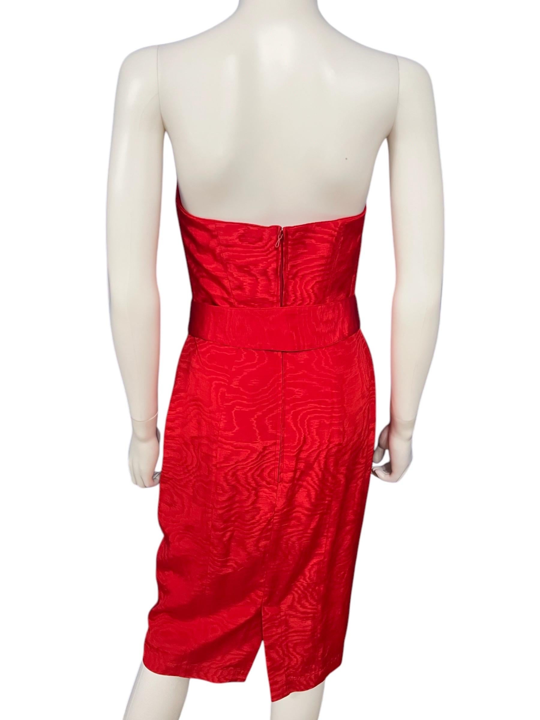 1990's Thierry Mugler Red Winged Strapless Dress For Sale 1