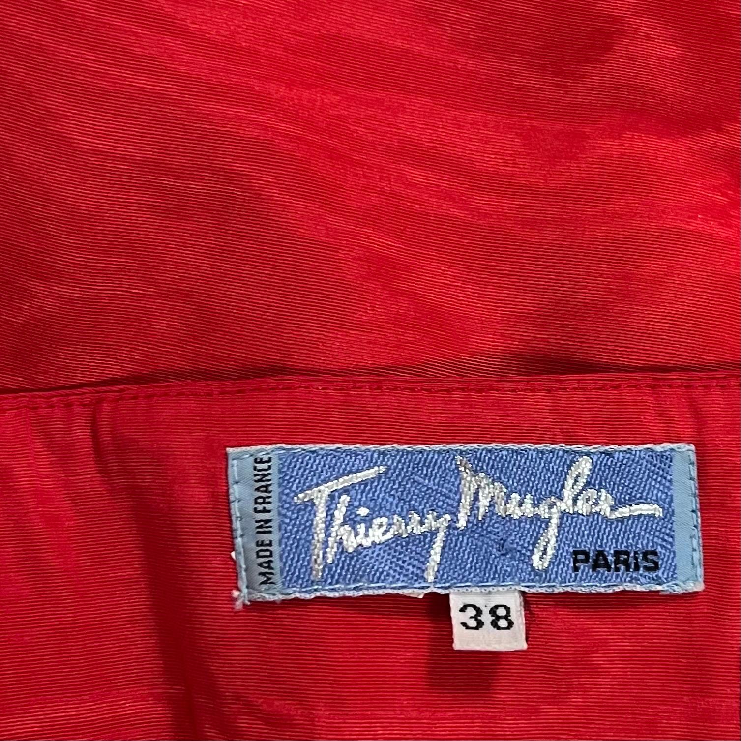 1990's Thierry Mugler Red Winged Strapless Dress For Sale 3