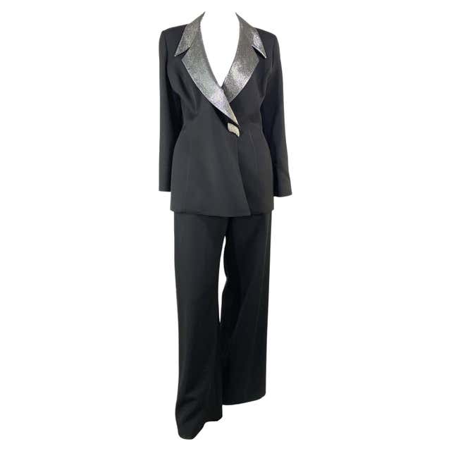 1980's Thierry Mugler Suit Skirt - dark blue silver chain buttons For ...