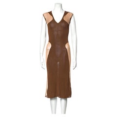 1990s Thierry Mugler Semi Sheer stretch Dress with Sheer panels