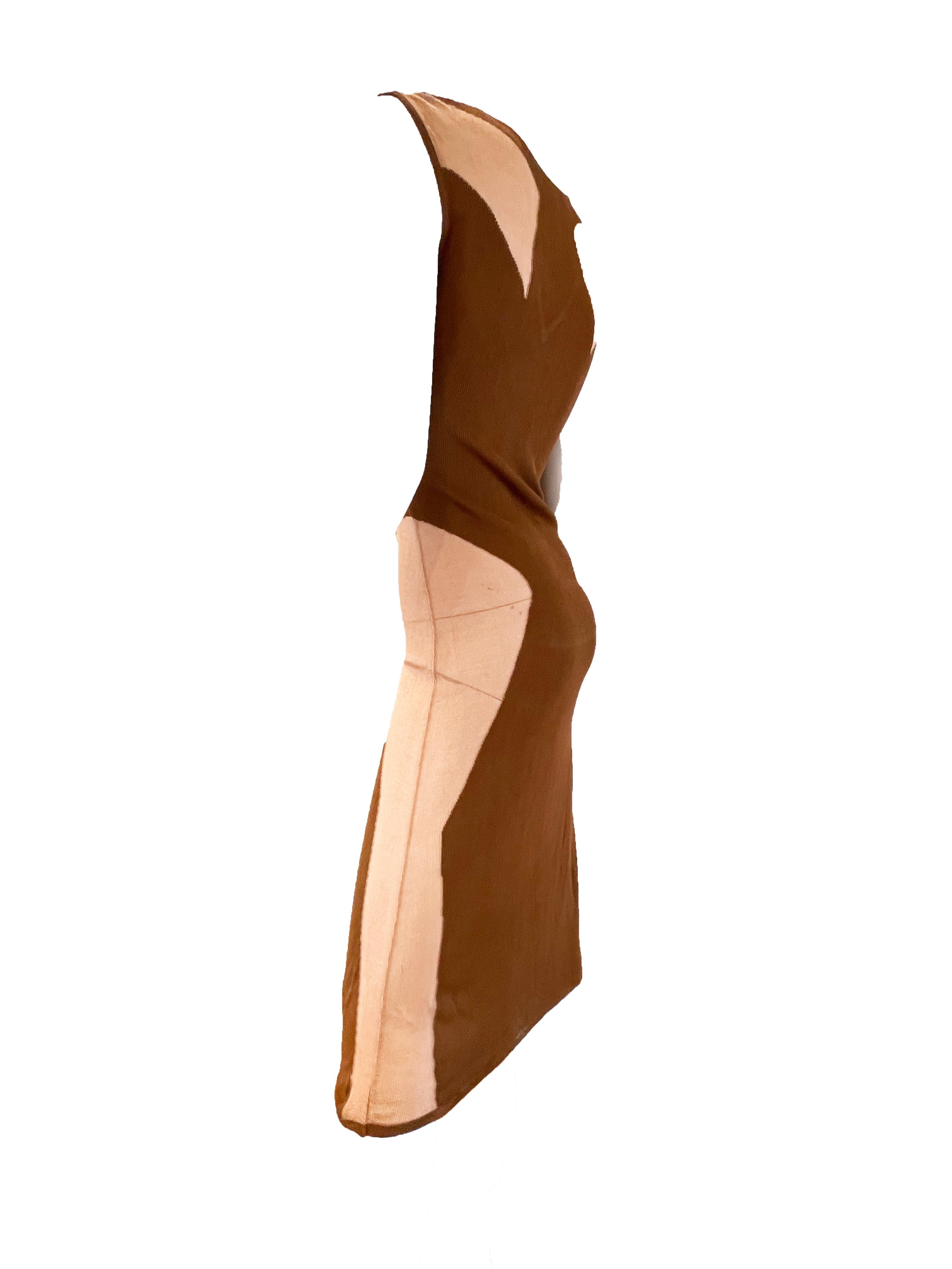 Women's 1990s Thierry Mugler Semi Sheer stretch Dress with Sheer panels