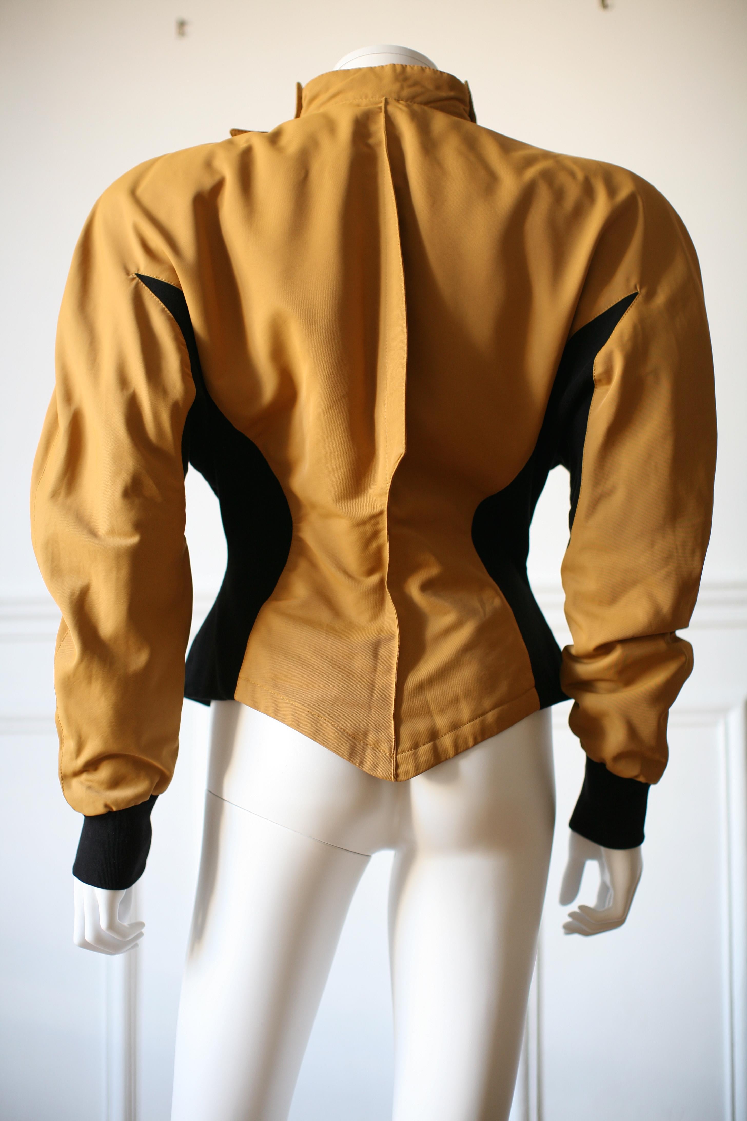 1980's Thierry Mugler Space Age Bold Shoulder Jacket S/M Kill Bill Spirit Yellow 6