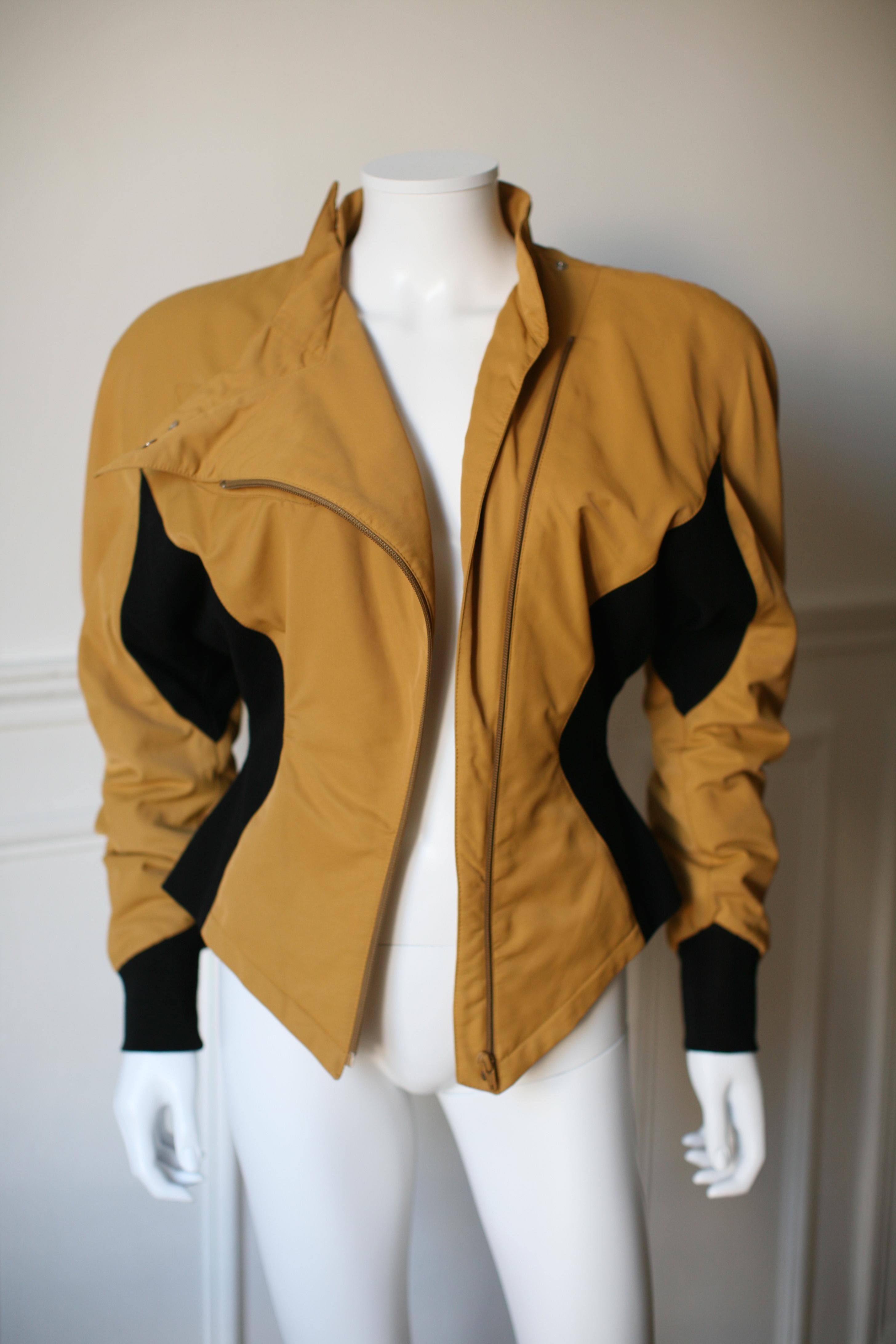 1980's Thierry Mugler Space Age Bold Shoulder Jacket S/M Kill Bill Spirit Yellow 8