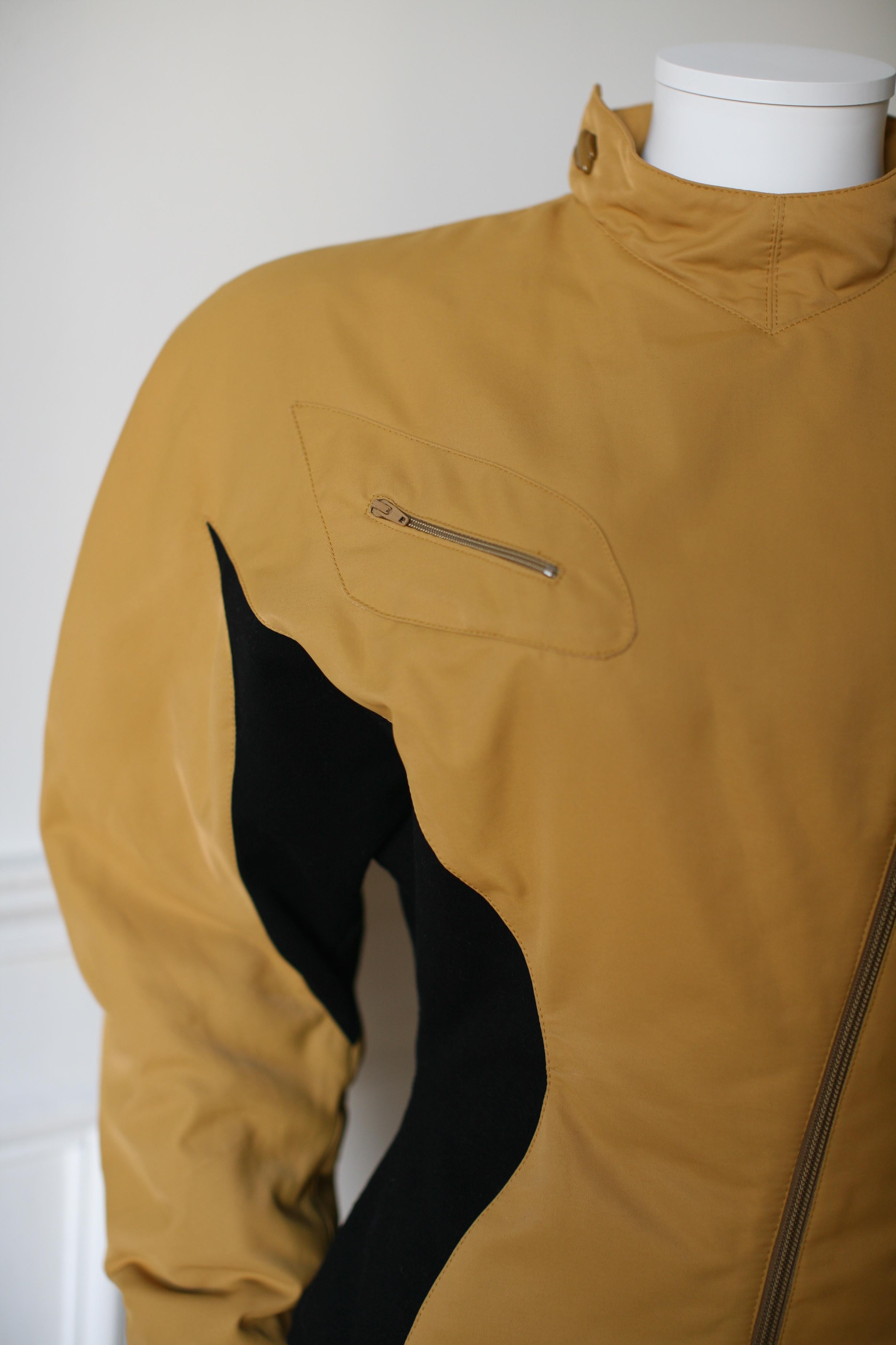 1980's Thierry Mugler Space Age Bold Shoulder Jacket S/M Kill Bill Spirit Yellow 2