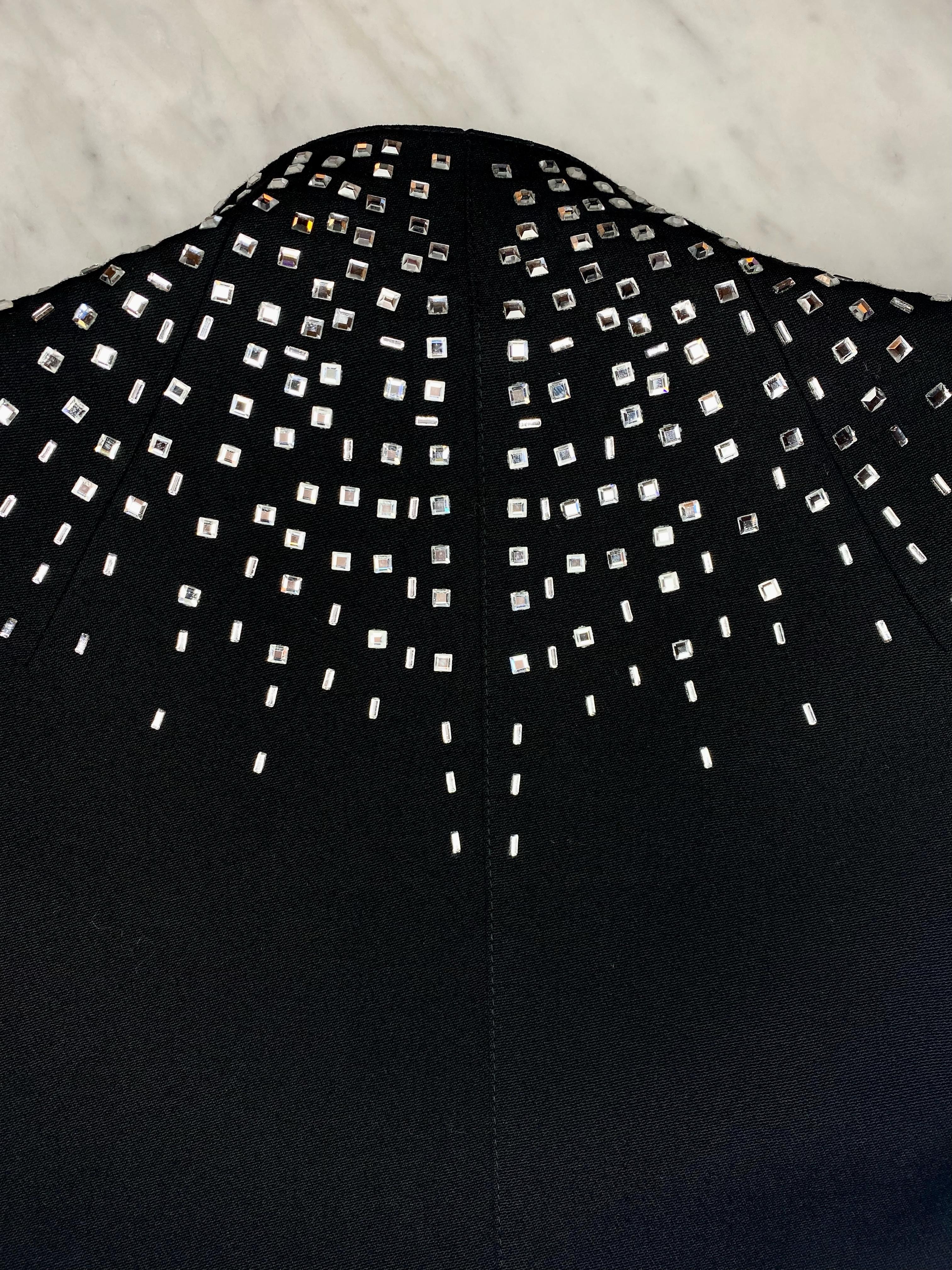 Thierry Mugler - Pantalon large à strass carré des années 1990 en vente 1