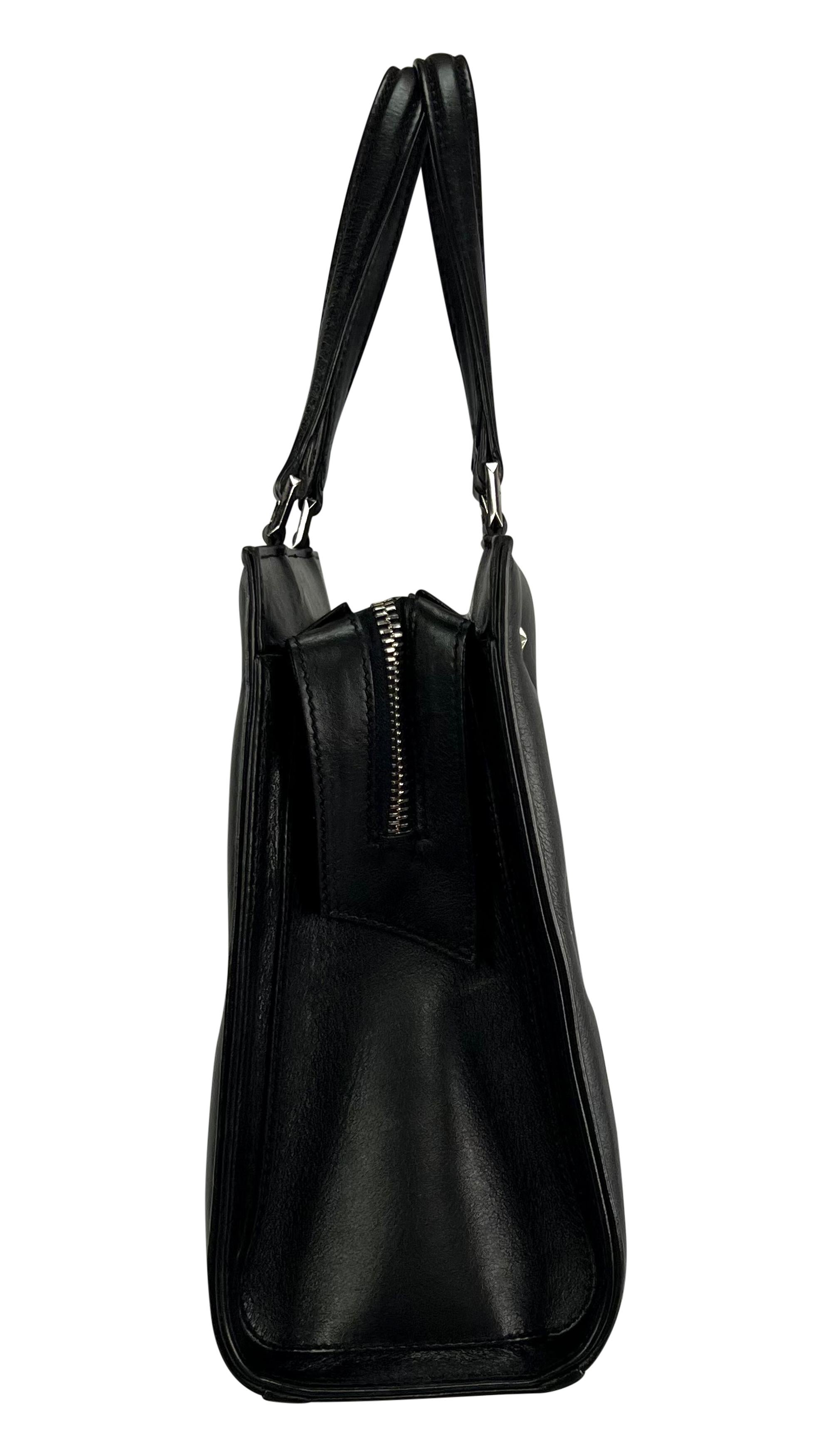1990s Thierry Mugler Star Stud Quilted Black Leather Small Tote Bag For Sale 3