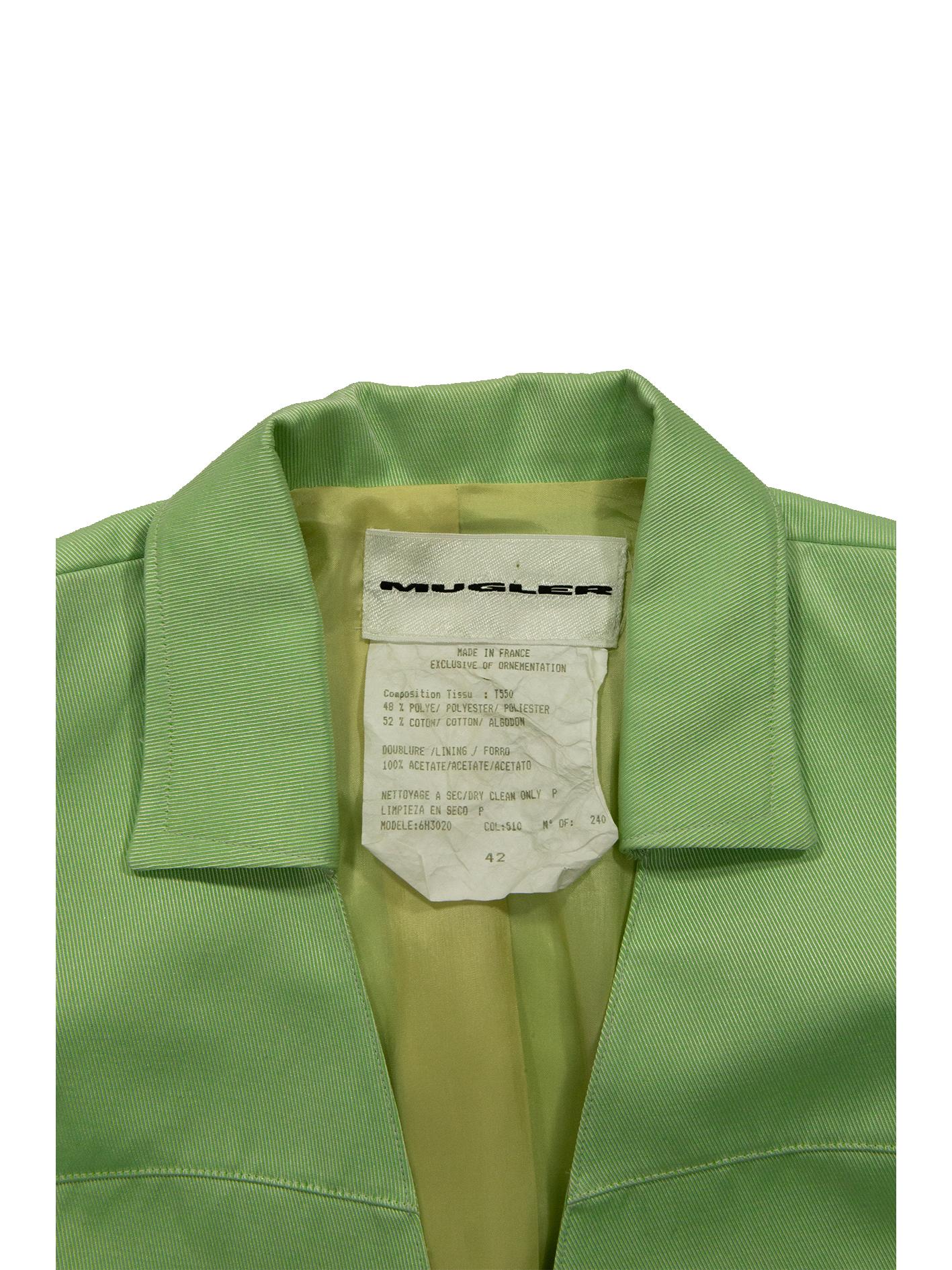 1990s Thierry Mugler Tea Green Jacket 2