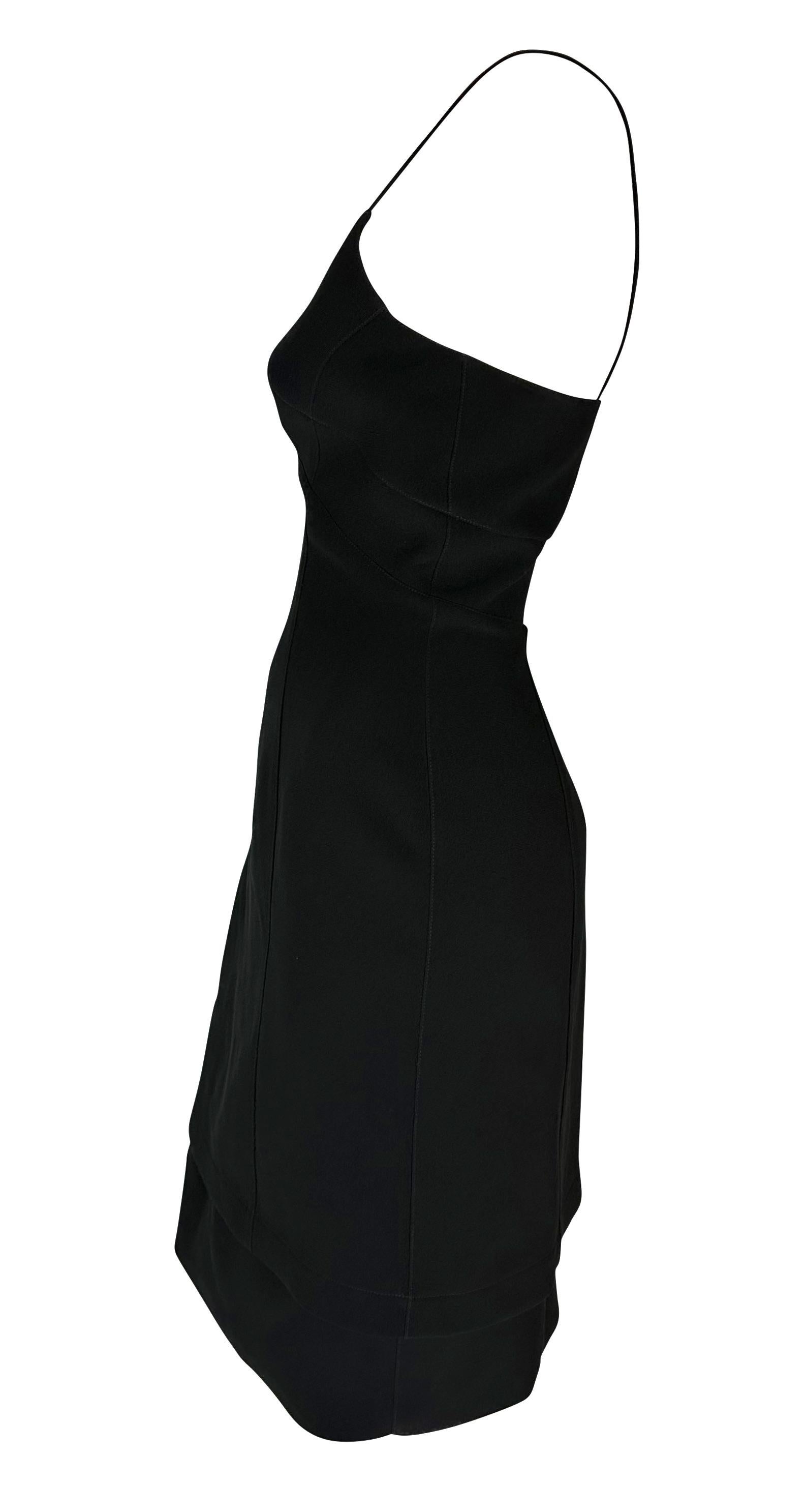 1990s Thierry Mugler Tiered Bodycon Little Black Dress In Excellent Condition For Sale In West Hollywood, CA