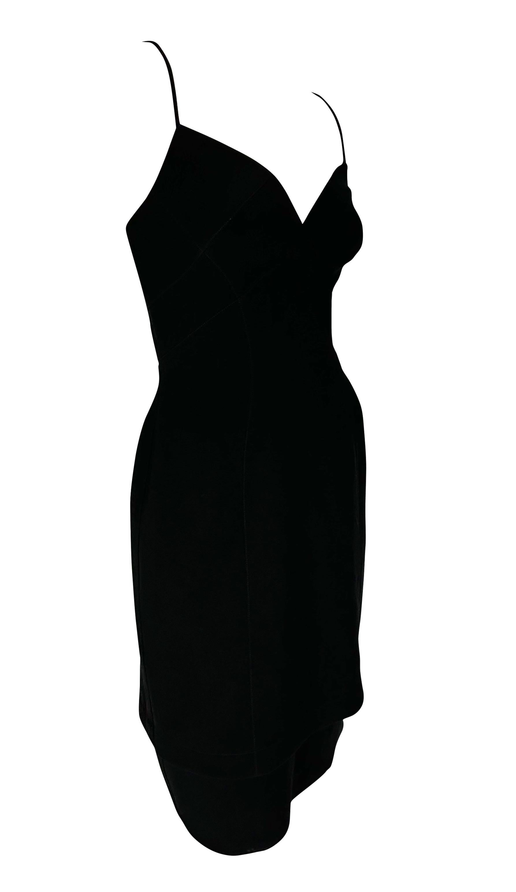 1990s Thierry Mugler Tiered Bodycon Little Black Dress For Sale 1