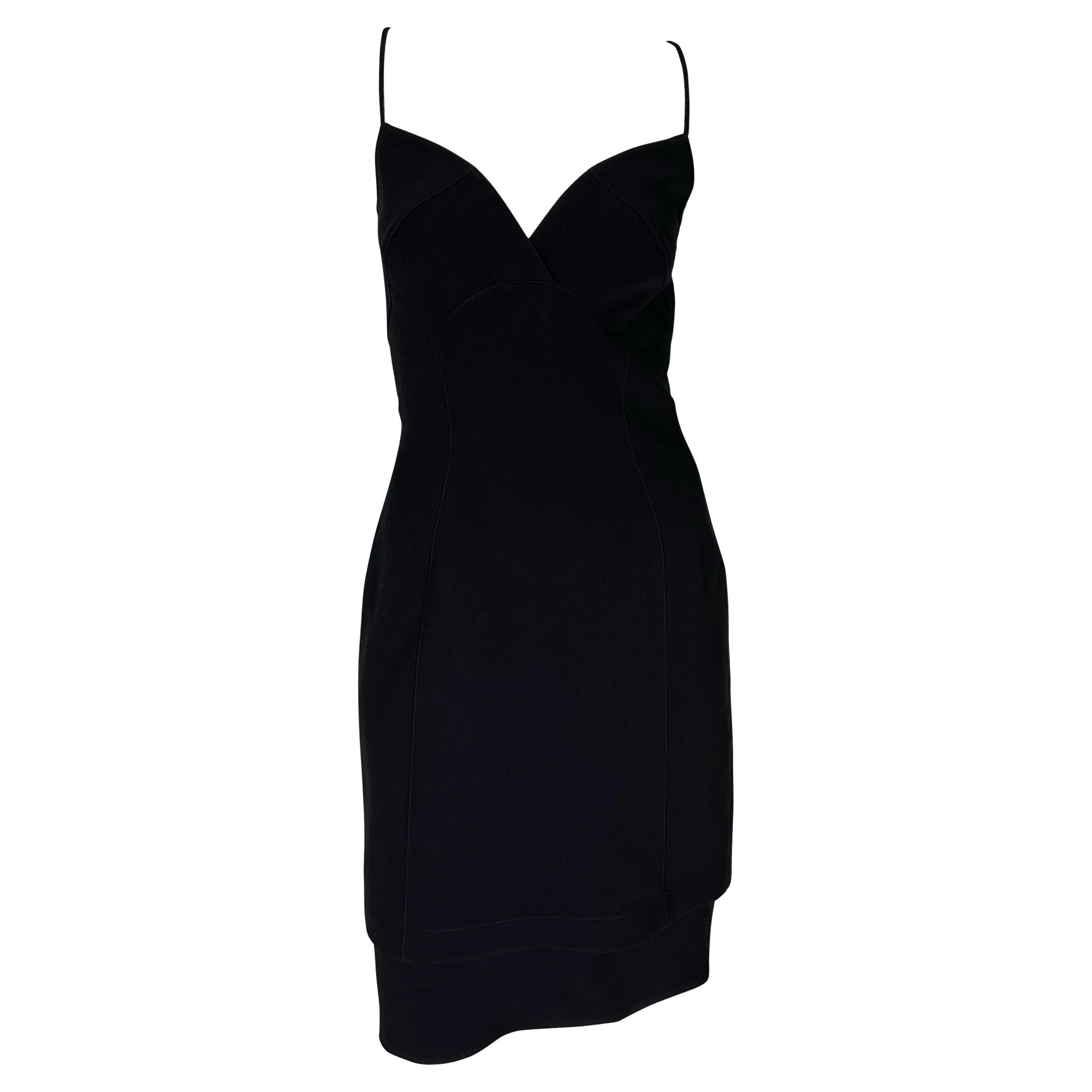 1990s Thierry Mugler Tiered Bodycon Little Black Dress For Sale