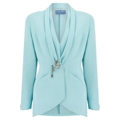 1990 Thierry Mugler Veste turquoise avec motif d'ancre