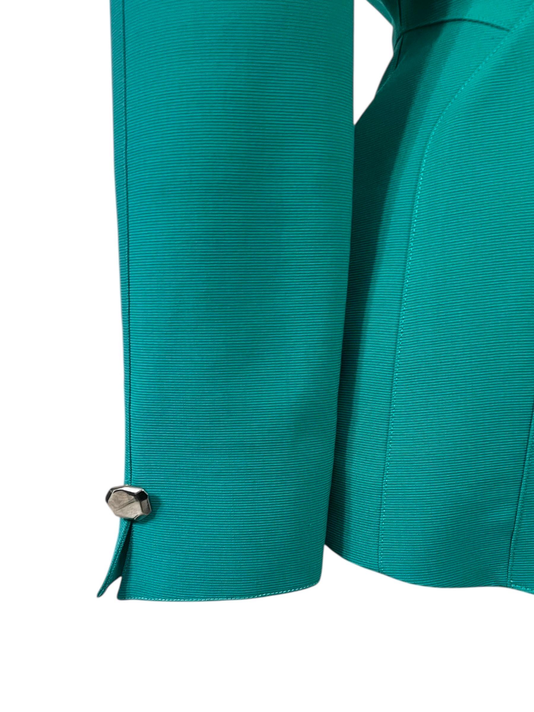 1990's Thierry Mugler Blazer Sculptural Vert Emeraude Vibrant en vente 1