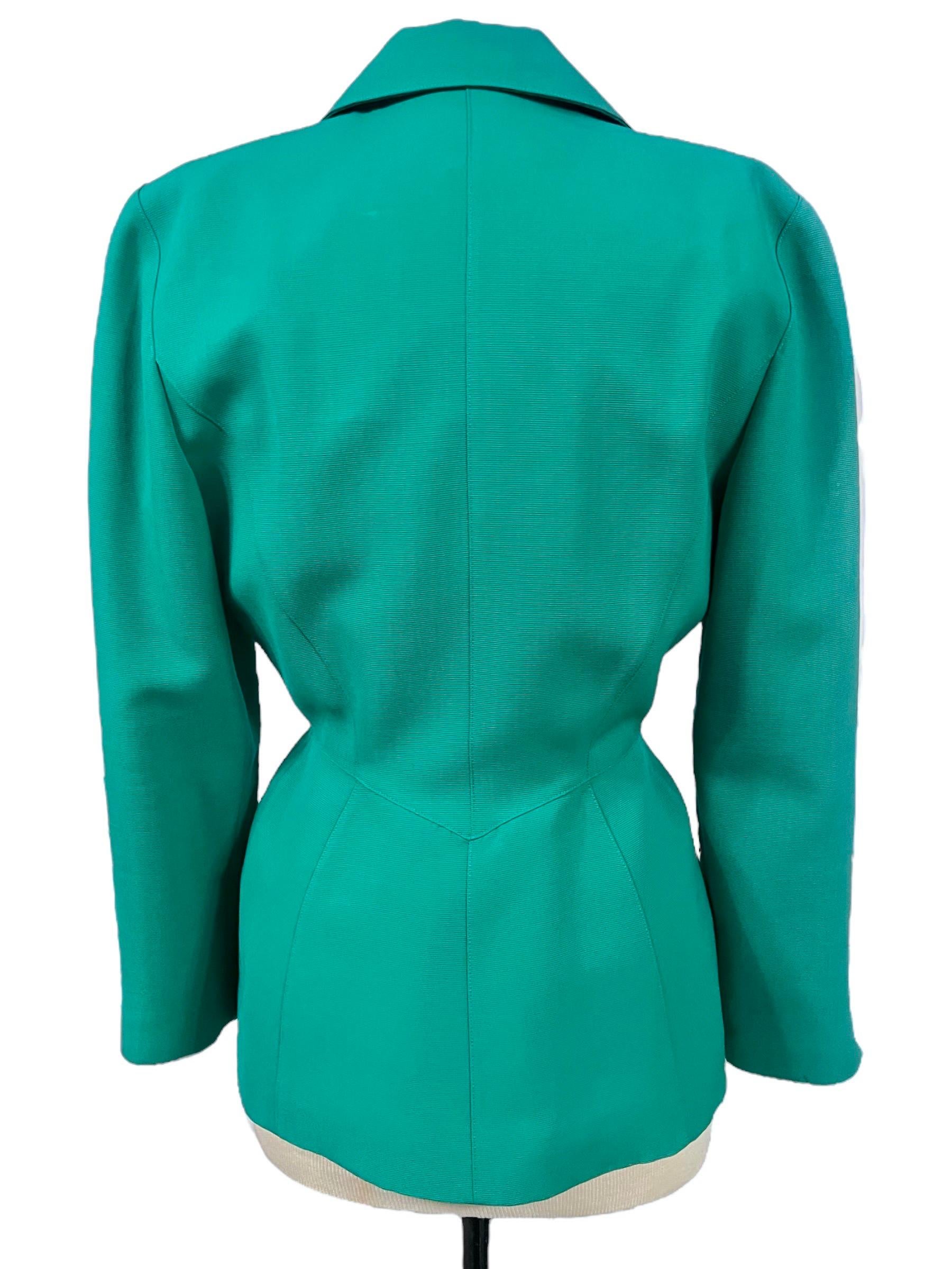1990's Thierry Mugler Blazer Sculptural Vert Emeraude Vibrant en vente 2