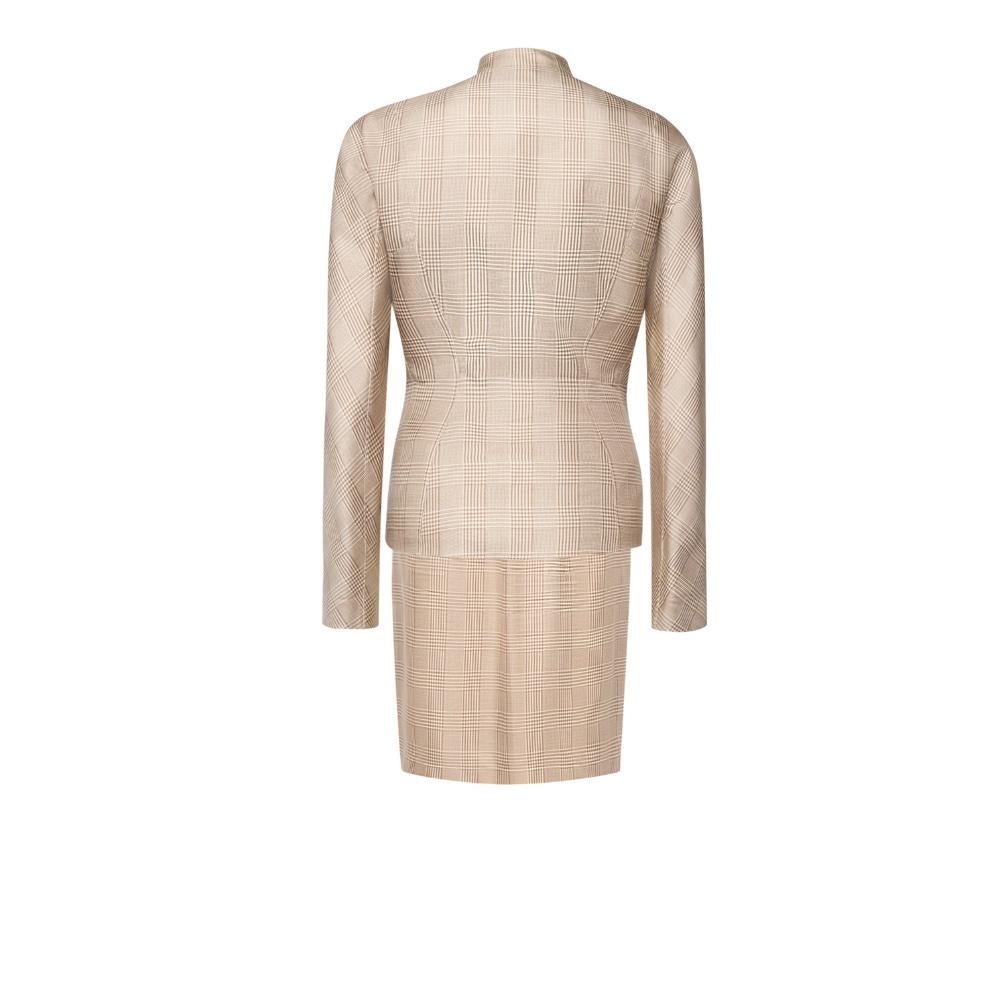 1990s THIERRY MUGLER VINTAGE PLAID SILK SKIRT SUIT In Excellent Condition For Sale In Eivissa, ES
