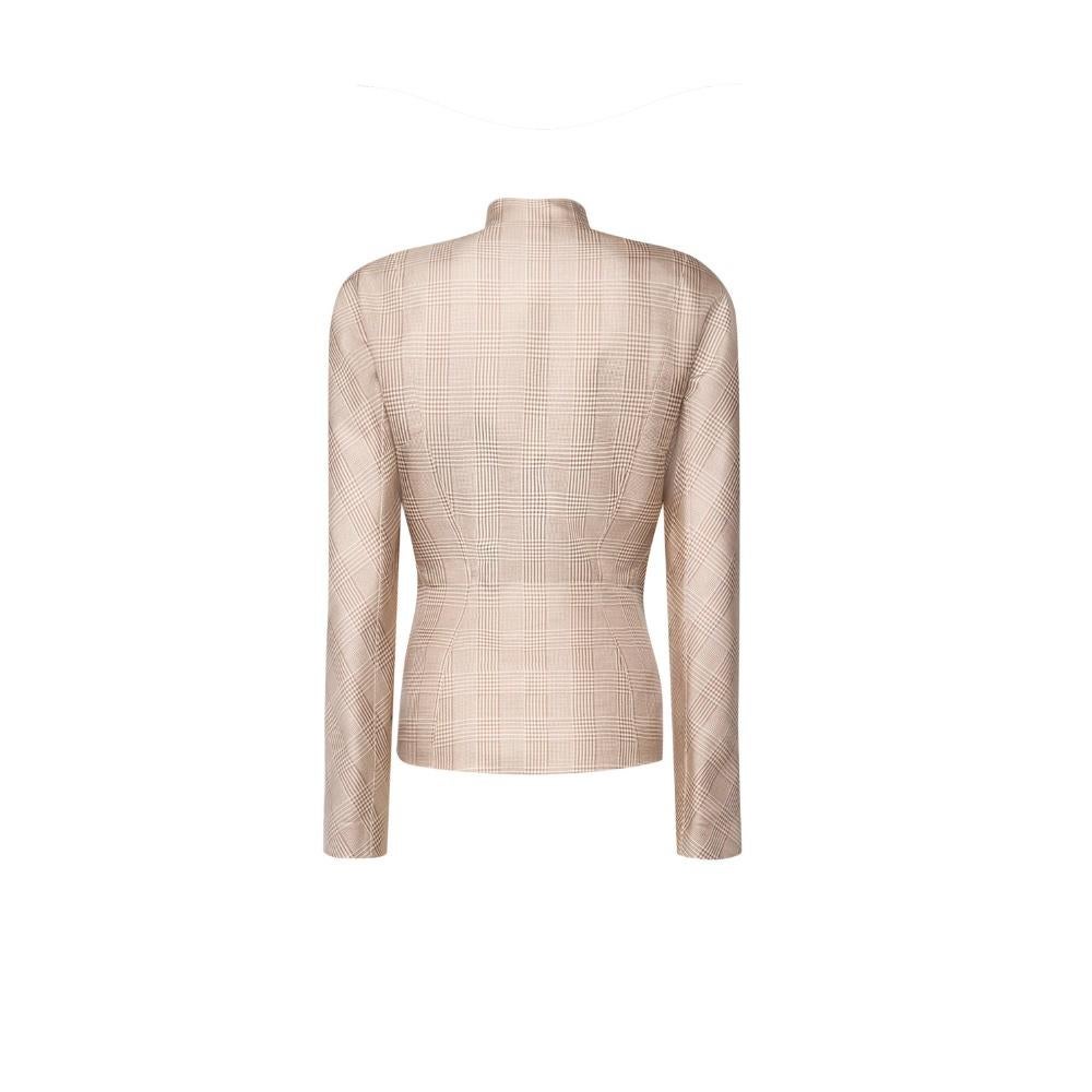 1990s THIERRY MUGLER VINTAGE PLAID SILK SKIRT SUIT For Sale 1