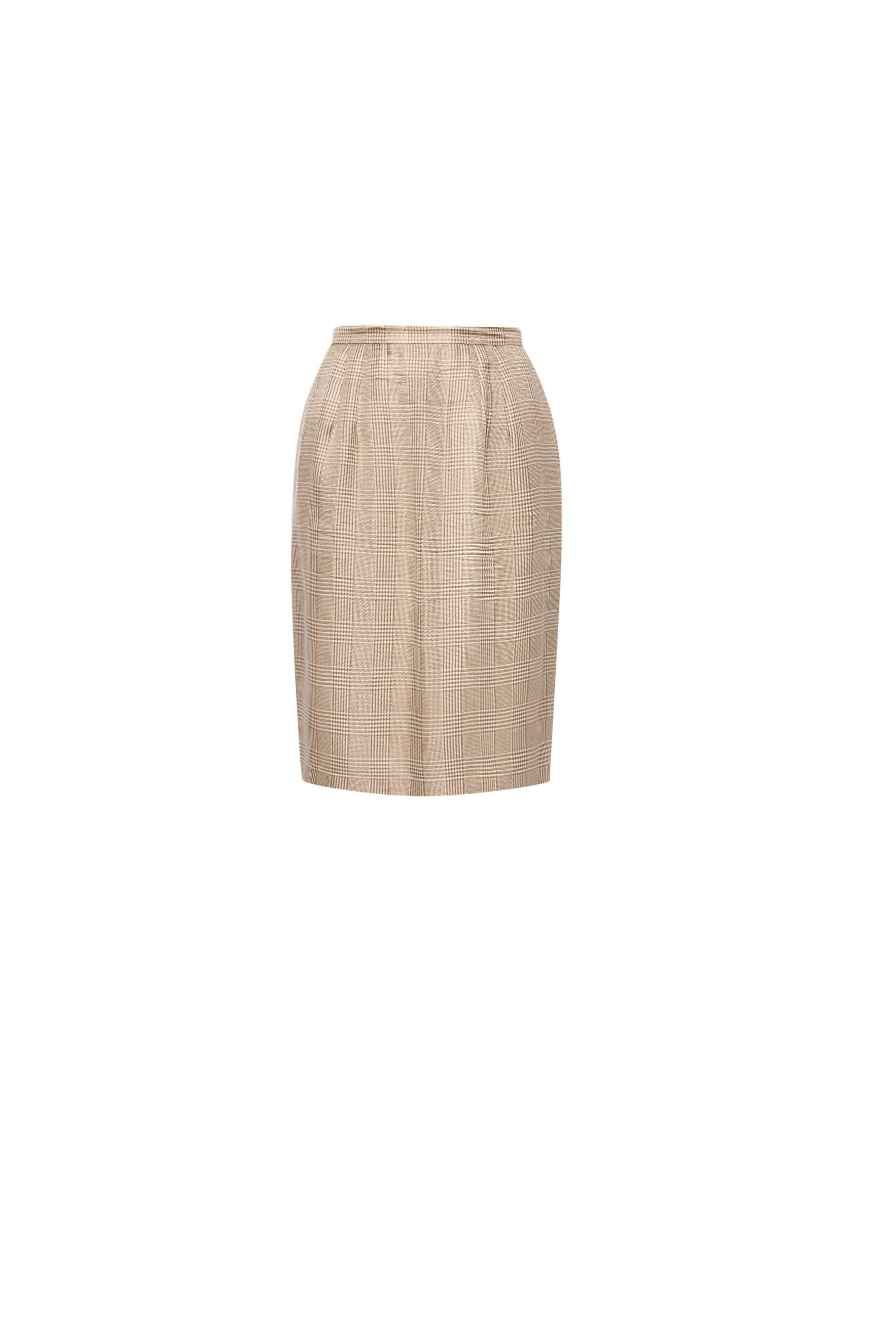 1990s THIERRY MUGLER VINTAGE PLAID SILK SKIRT SUIT For Sale 3