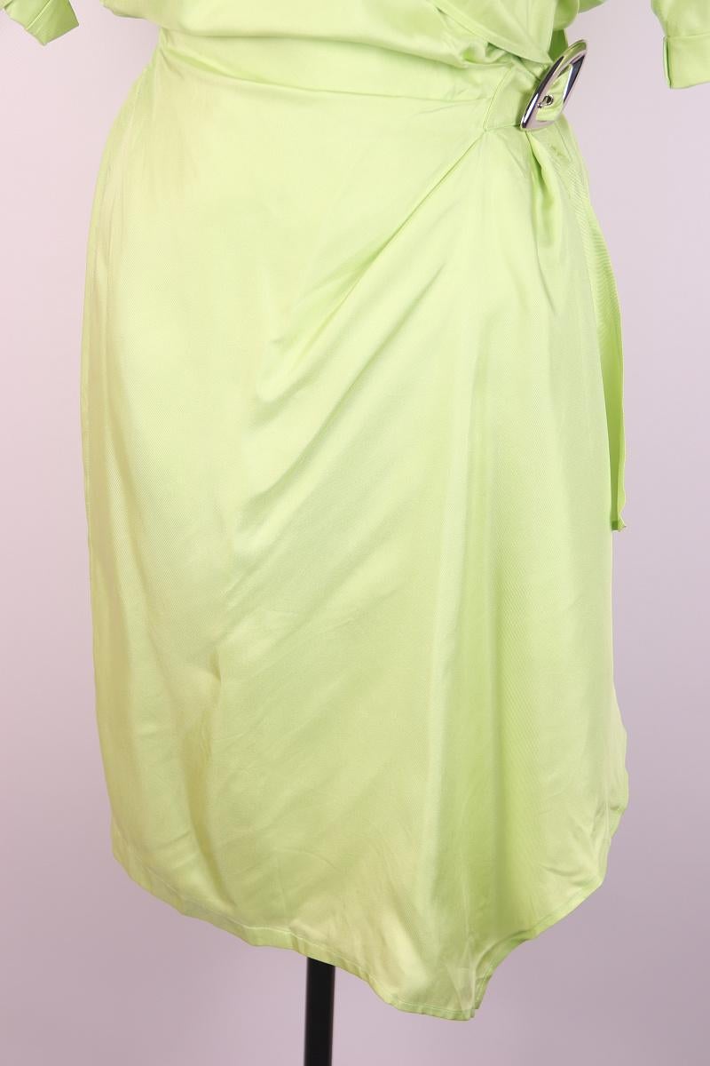 Yellow 1990s Thierry Mugler vintage silk dress For Sale