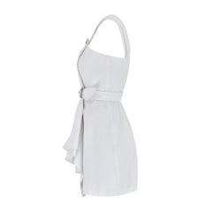 1990s Thierry Mugler White Cotton Mini Dress with Belt Detail