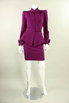 1990's Thierry Mugler Wool Skirt Suit with Bow Detailing