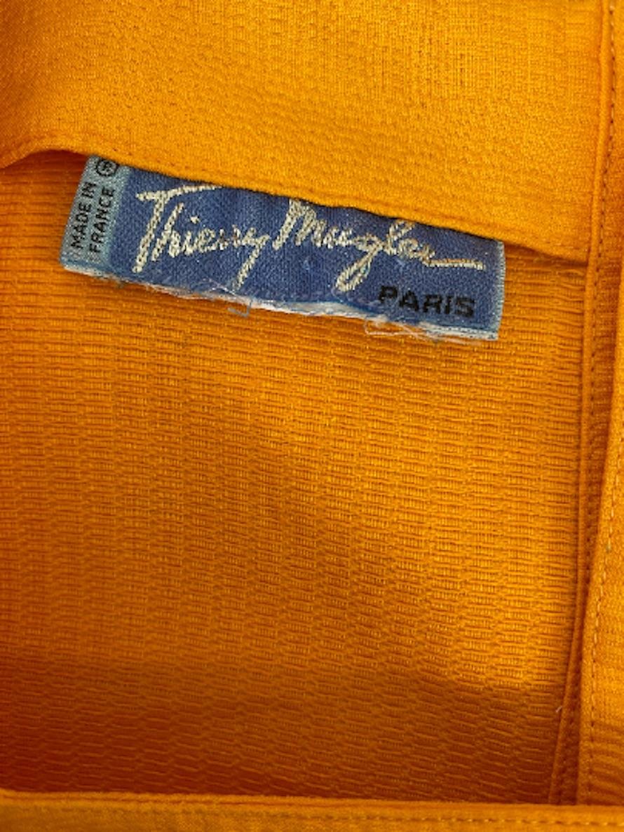 1990s Thierry Mugler Yellow Textured Cotton Dress For Sale 2