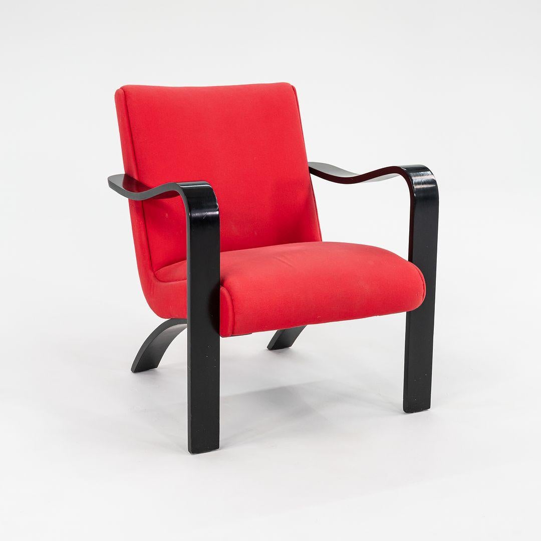 1990s Thonet Bentwood Lounge Chairs in Ebony Wood with Red Fabric For Sale 5