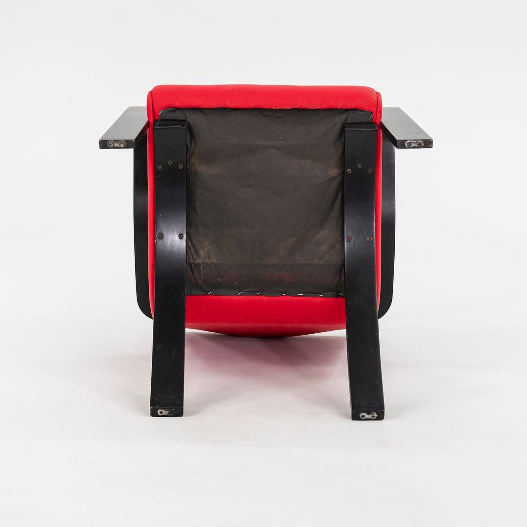 Modern 1990s Thonet Bentwood Lounge Chairs in Ebony Wood with Red Fabric For Sale