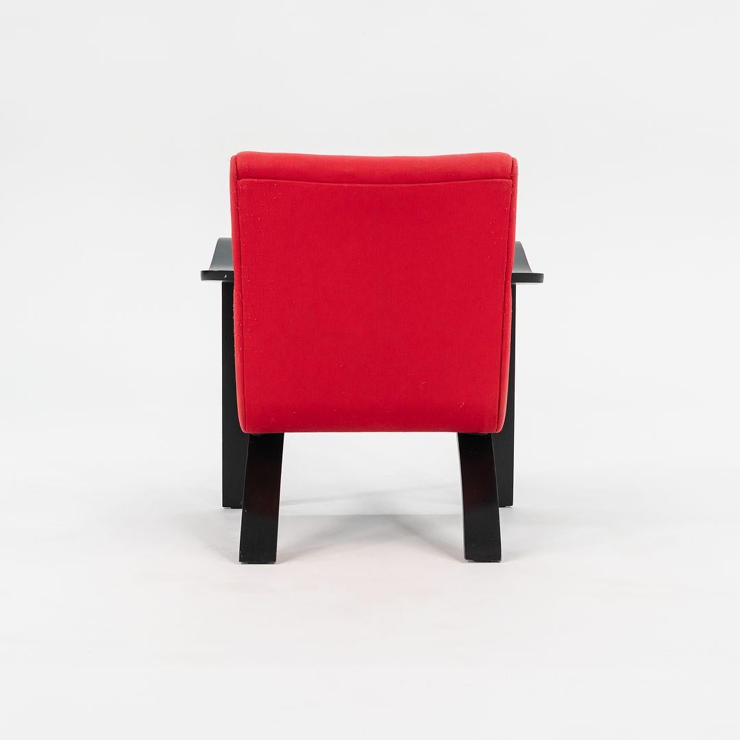 American 1990s Thonet Bentwood Lounge Chairs in Ebony Wood with Red Fabric For Sale