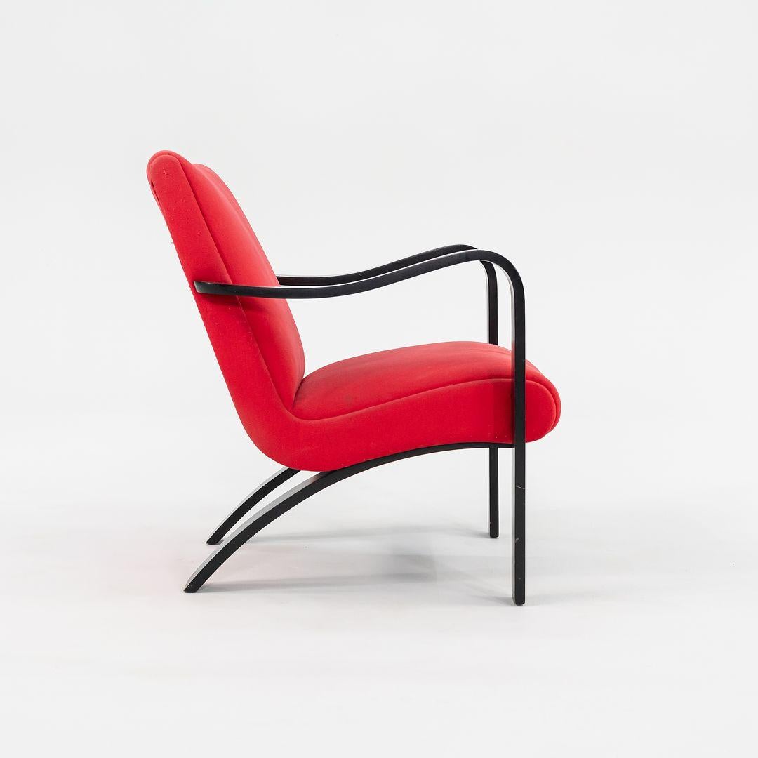 1990s Thonet Bentwood Lounge Chairs in Ebony Wood with Red Fabric In Good Condition For Sale In Philadelphia, PA
