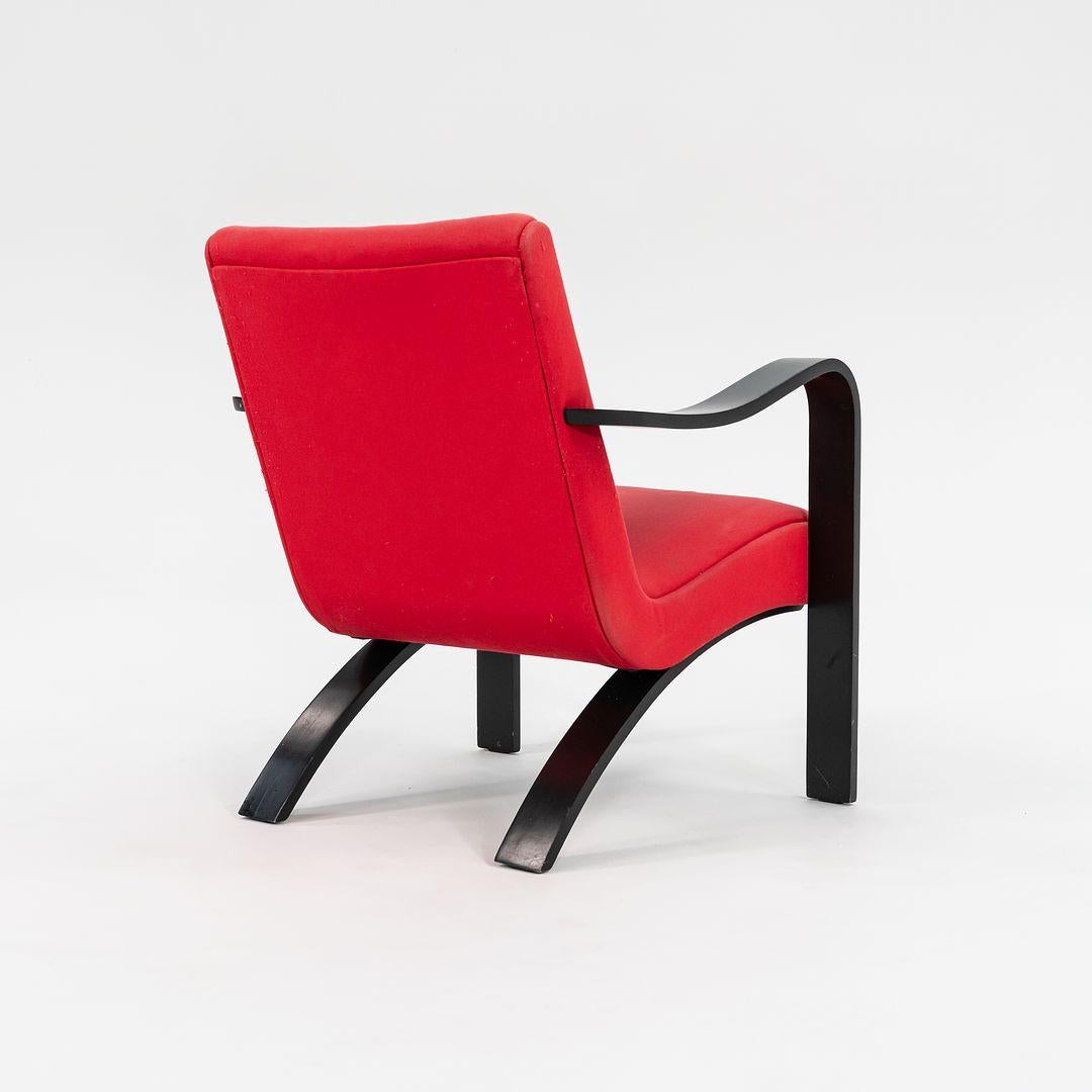 1990s Thonet Bentwood Lounge Chairs in Ebony Wood with Red Fabric For Sale 1