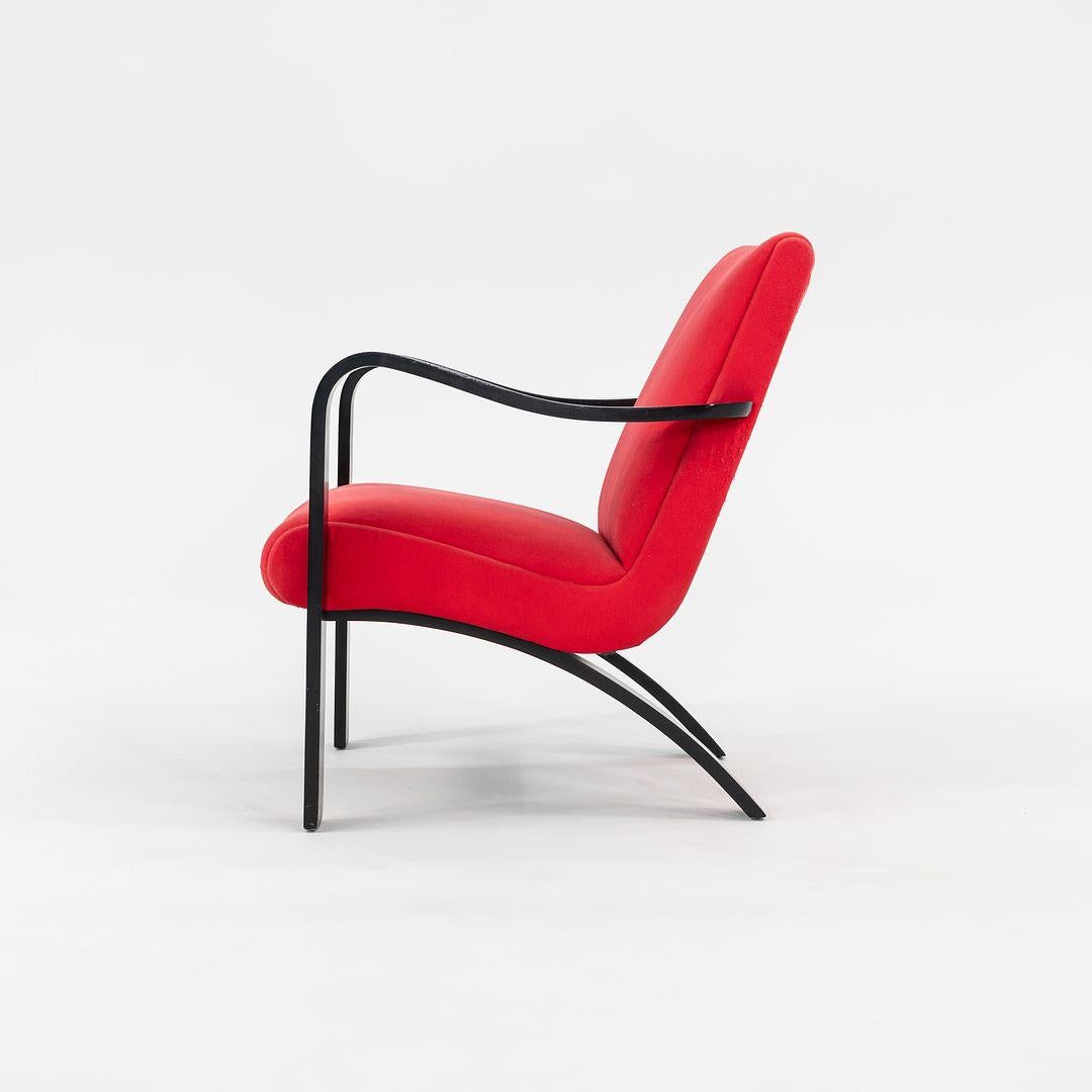1990s Thonet Bentwood Lounge Chairs in Ebony Wood with Red Fabric For Sale 2