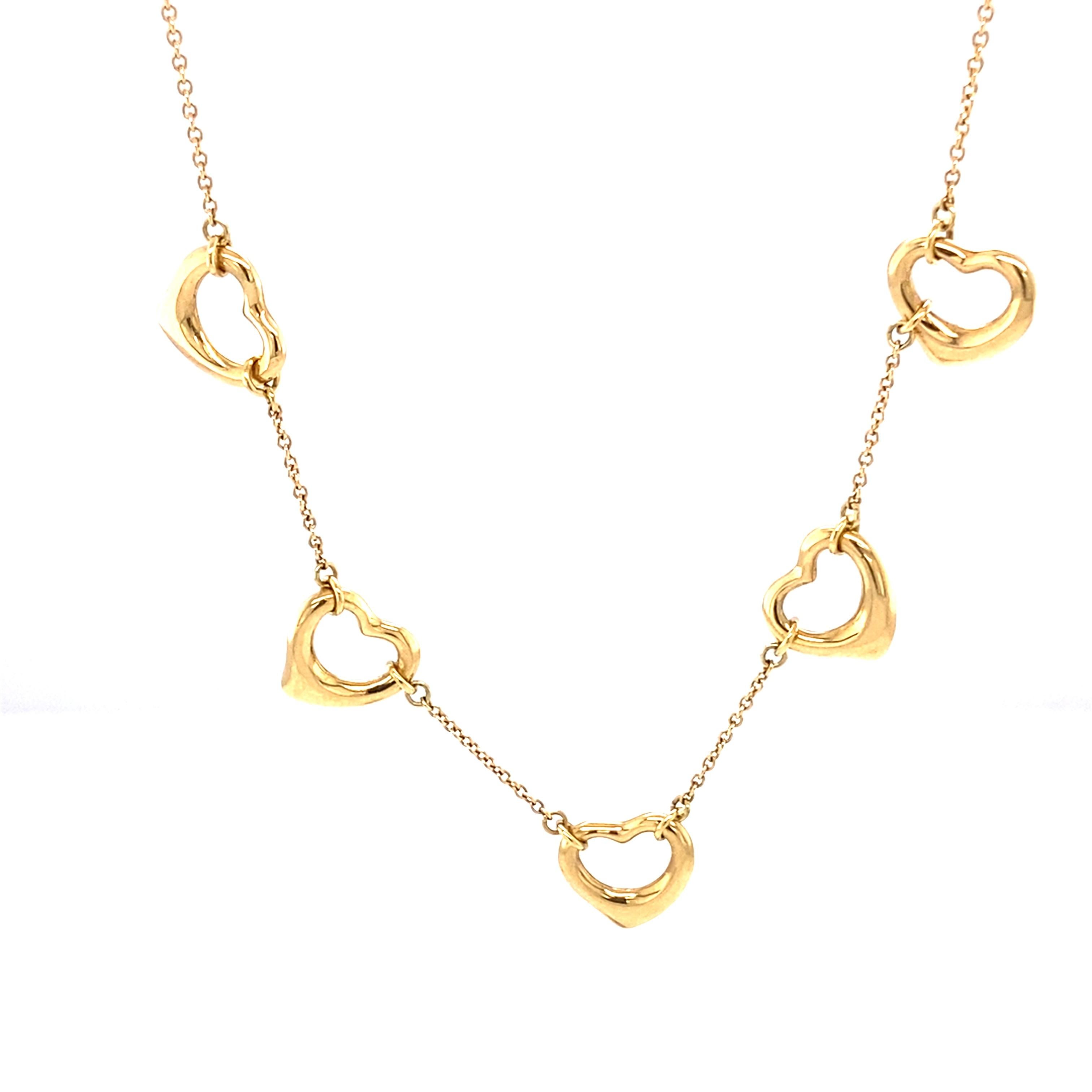 1990er Jahre Tiffany & Co. Elsa Peretti Offene Herz-Halskette aus 18 Karat Gelbgold (Zeitgenössisch) im Angebot