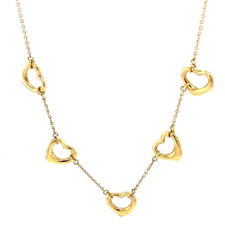 1990er Jahre Tiffany & Co. Elsa Peretti Offene Herz-Halskette aus 18 Karat Gelbgold im Zustand „Hervorragend“ im Angebot in Atlanta, GA