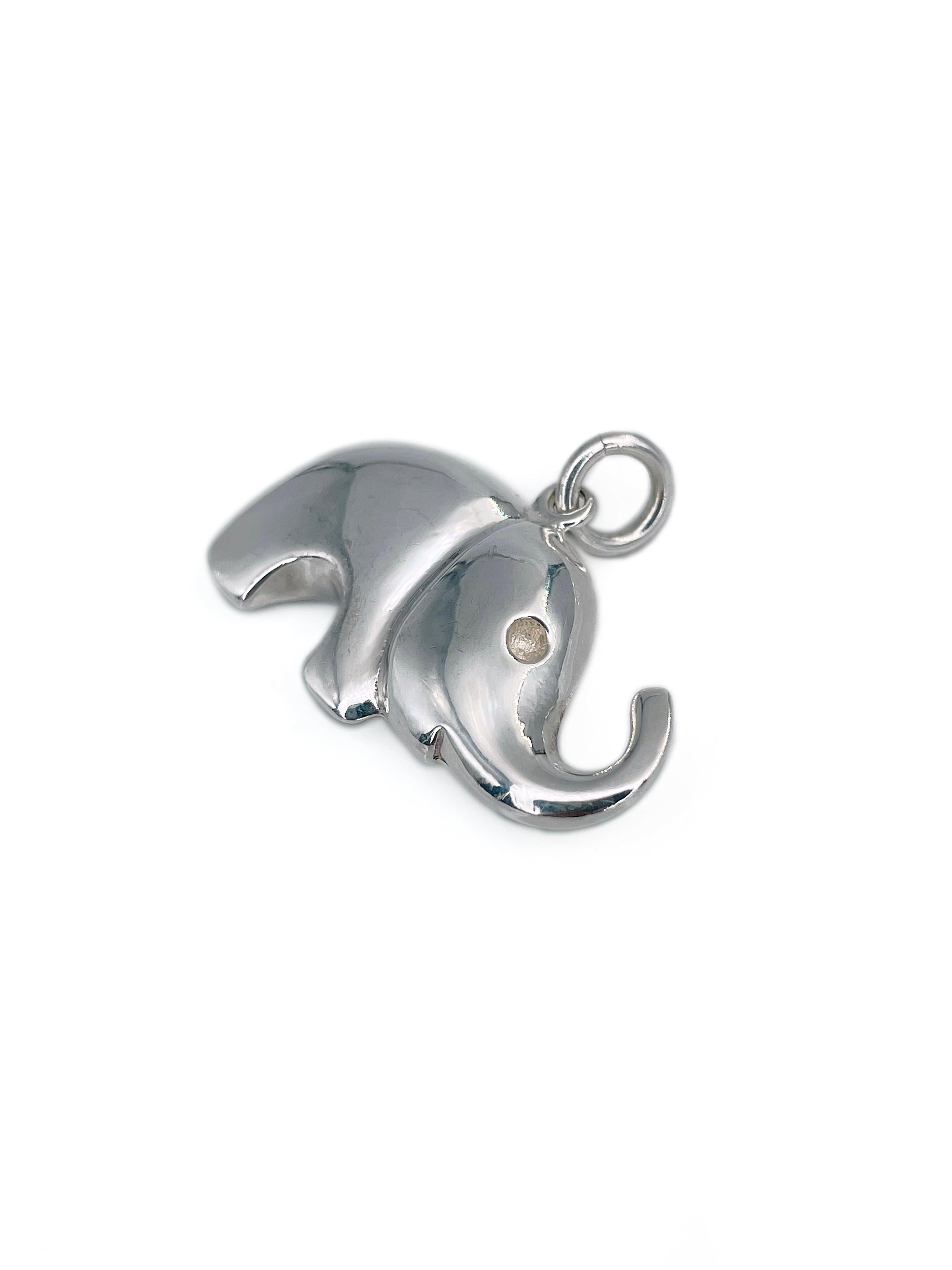 1990er Tiffany & Co. 925 Silber Elefantenfigur Charm-Anhänger im Zustand „Gut“ in Vilnius, Vilniaus apskr.