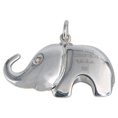 1990s Tiffany & Co. 925 Silver Elephant Figure Charm Pendant 