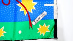 1990s Tiffany & Co Breast & Awareness Multicolor Print Silk Scarf