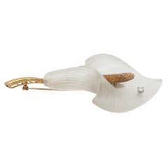 1990er Tiffany & Co. 1990er Jahre Calla Lily Goldbrosche mit Bergkristall und Diamant