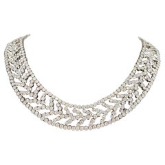 Collier Tiffany & Co des années 1990 en platine et diamants, partie d'un ensemble avec bracelet