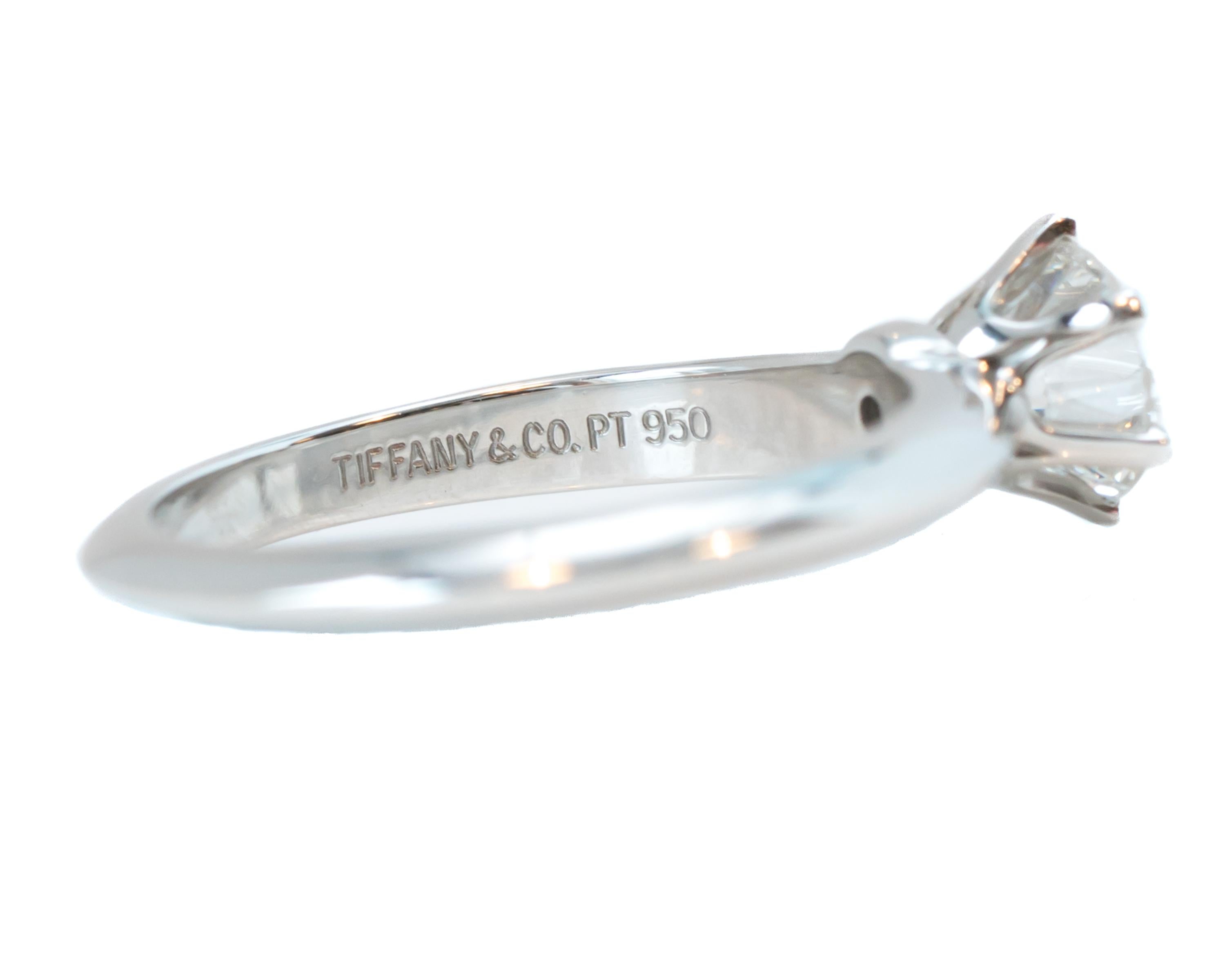 1990s Tiffany & Co Platinum Diamond Engagement Ring, 0.73 Carat, GIA Certified 2