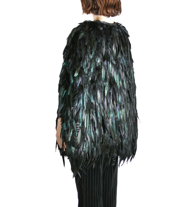 1990S TIMELESS Jewel-Tone Silk & Feather  Poncho 2