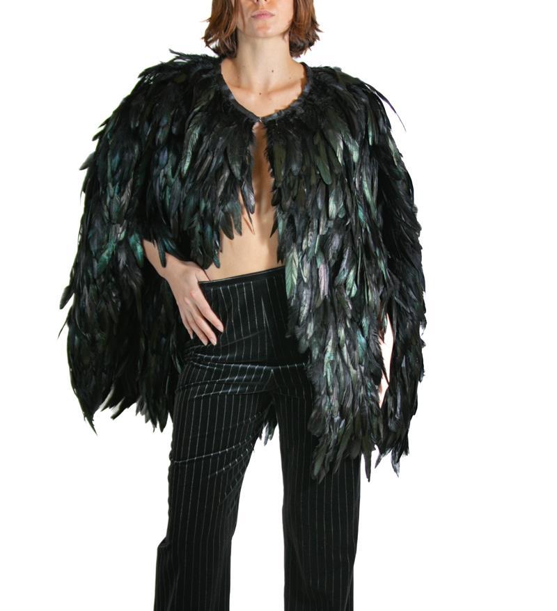 1990S TIMELESS Jewel-Tone Silk & Feather  Poncho 3