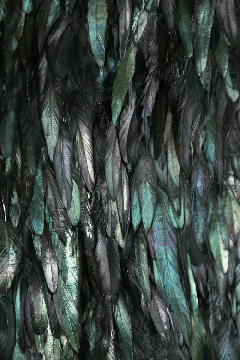 1990S TIMELESS Jewel-Tone Silk & Feather  Poncho 5