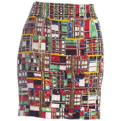 Vintage 1990S TODD OLDHAM Beaded Silk Mondrian Geometric Plaid Mini Skirt